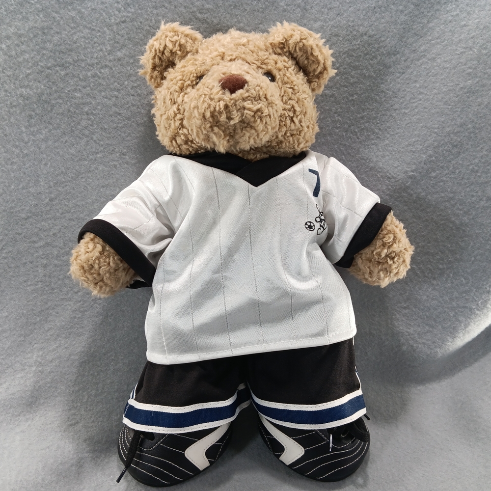 VINTAGE Build-A-Bear Curly Teddy Bear With Soccer Uniform Cleats Knee Pads Gift
